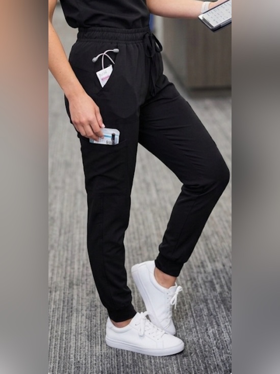 Scrubaid Performance Pants - Women's Black Drawstring Cargo Crop Pants